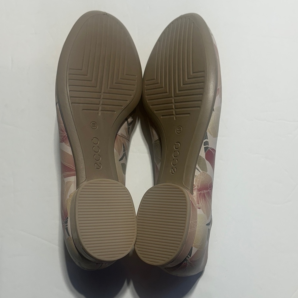 ECCO Anine Ballerina leather Floral light green Cream and Pink round toe shoes - Picture 5 of 8